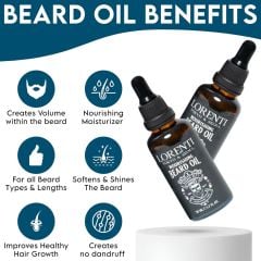 Lorenti Premium Beard Oil 100% Natural Beard Conditioner & Organic Moroccan Argan | Vitamin E Beard Oils Helps Volume, Moisturize & Nourish Beard Growth 50ml