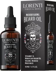 Lorenti Premium Beard Oil 100% Natural Beard Conditioner & Organic Moroccan Argan | Vitamin E Beard Oils Helps Volume, Moisturize & Nourish Beard Growth 50ml