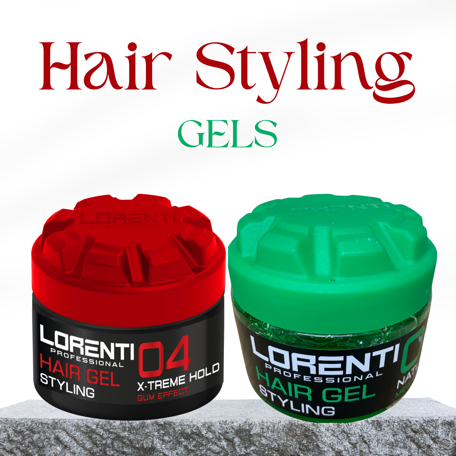 Lorenti Hair Styling Gel | Strong Hold, Edge Control Gum Effect Natural Shine 300ml box of 24