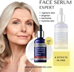 Lorenti 4-in-1 Face Serum 50 ml | Reduces Skin Imperfections, Tightens Skin, Brightens, Revitalizes, and Hydrates Skin - Contains Vitamin C - For All Skin Types 1.7 Fl Oz