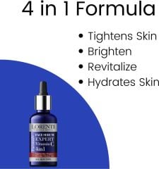 Lorenti 4-in-1 Face Serum 50 ml | Reduces Skin Imperfections, Tightens Skin, Brightens, Revitalizes, and Hydrates Skin - Contains Vitamin C - For All Skin Types 1.7 Fl Oz