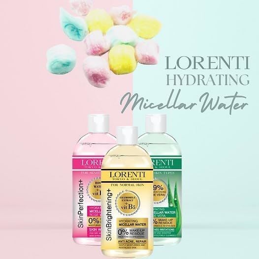 Lorenti Skin+ Micellar Water For Waterproof Makeup | Facial Cleanser & Makeup Remover | 0% Make-Up Residue | Any Skin Type | 400 ml